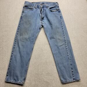 Levi’s 505 Men’s Jeans 36x30 Light Distressed Blue Denim Straight Leg Workwear